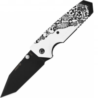 Нож складной Hogue EX-02 Tanto Skulls & Bones, сталь 154CM, рукоять ABS-пластик, молочный купить в Екатеринбурге