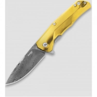 Складной нож LionSteel TRE DT GY POL GOLD, сталь дамаск, рукоять титан купить в Екатеринбурге